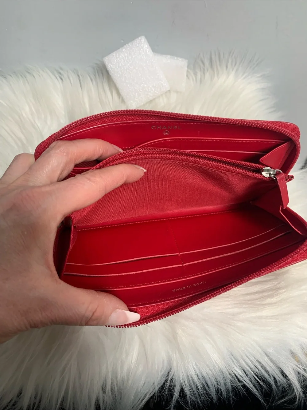 Authentic Chanel hot pink zippy wallet